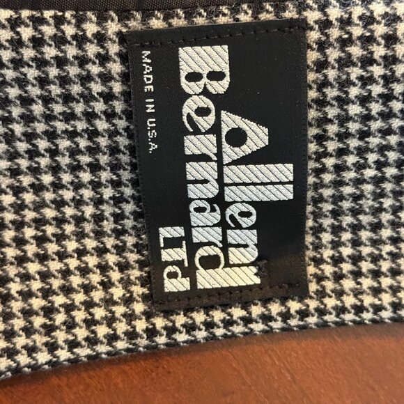 vtg Allen Bernard LTD Houndstooth Wool womens Blazer Jacket Black White  Wool - Picture 3 of 9